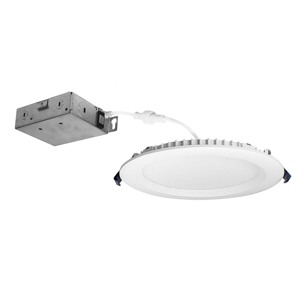 6" Contractor Series Can-less LED Wafer Downlight with Regressed Baffle, Selectable CCT, Matte