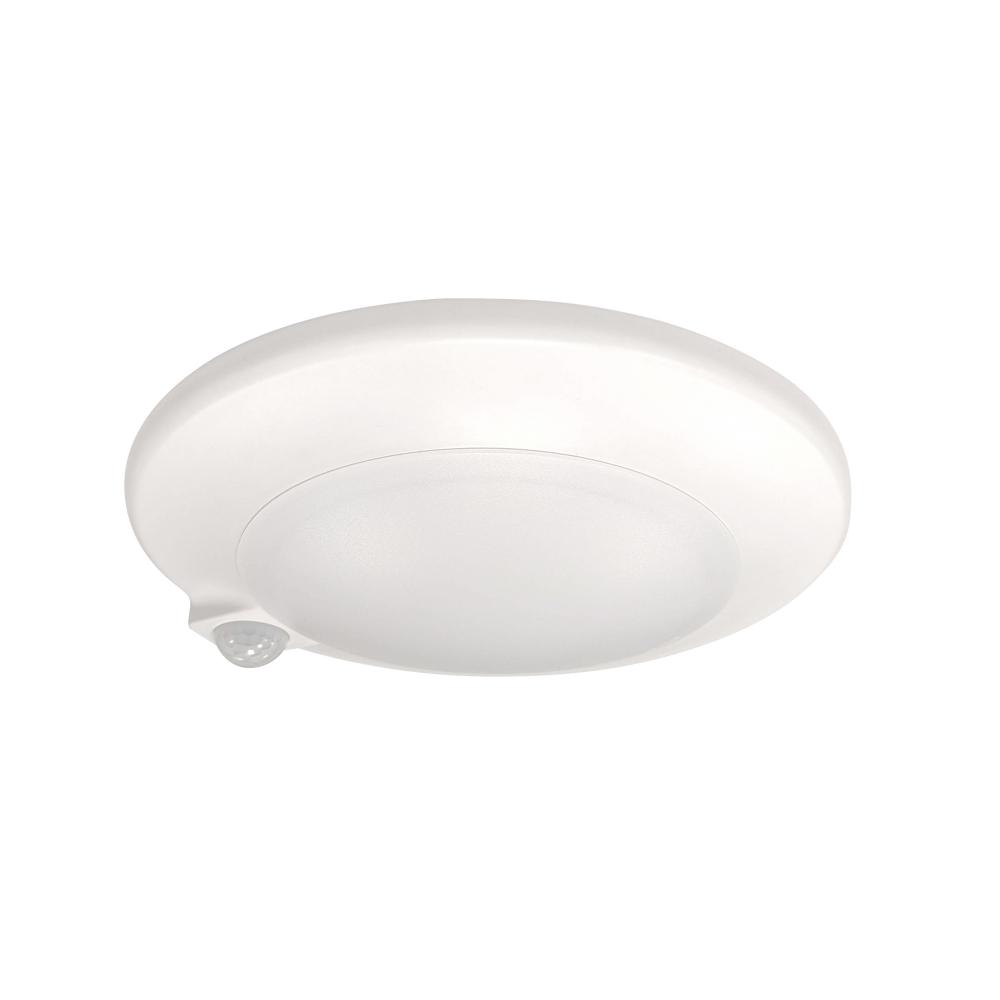 7" AC Opal LED Surface Mount with PIR Motion Sensor, 1050lm / 15W, 4000K, White finish