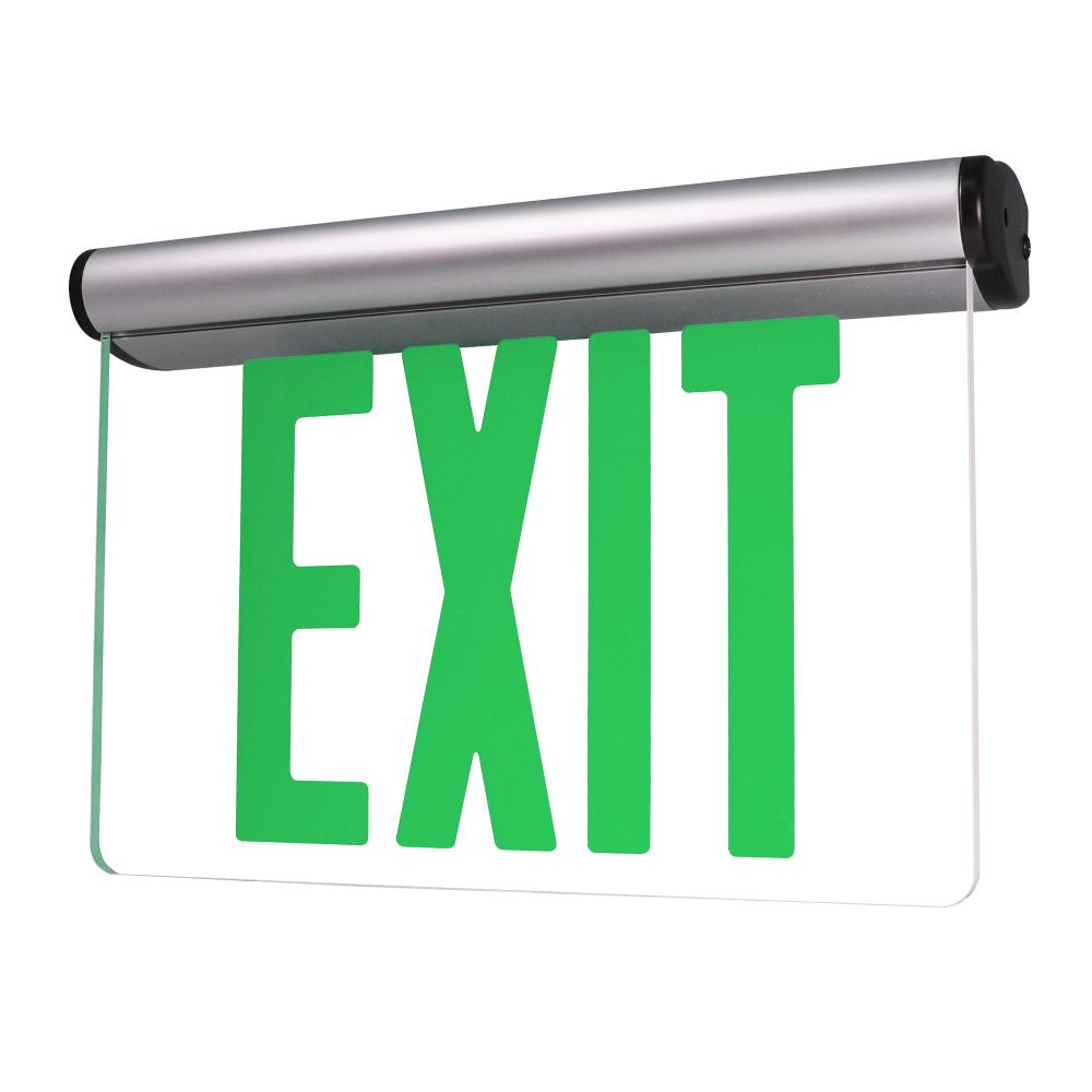 Surface Adjustable LED Edge-Lit Exit Sign, 2 Circuity, 6" Green Letters, Single Face / Clear