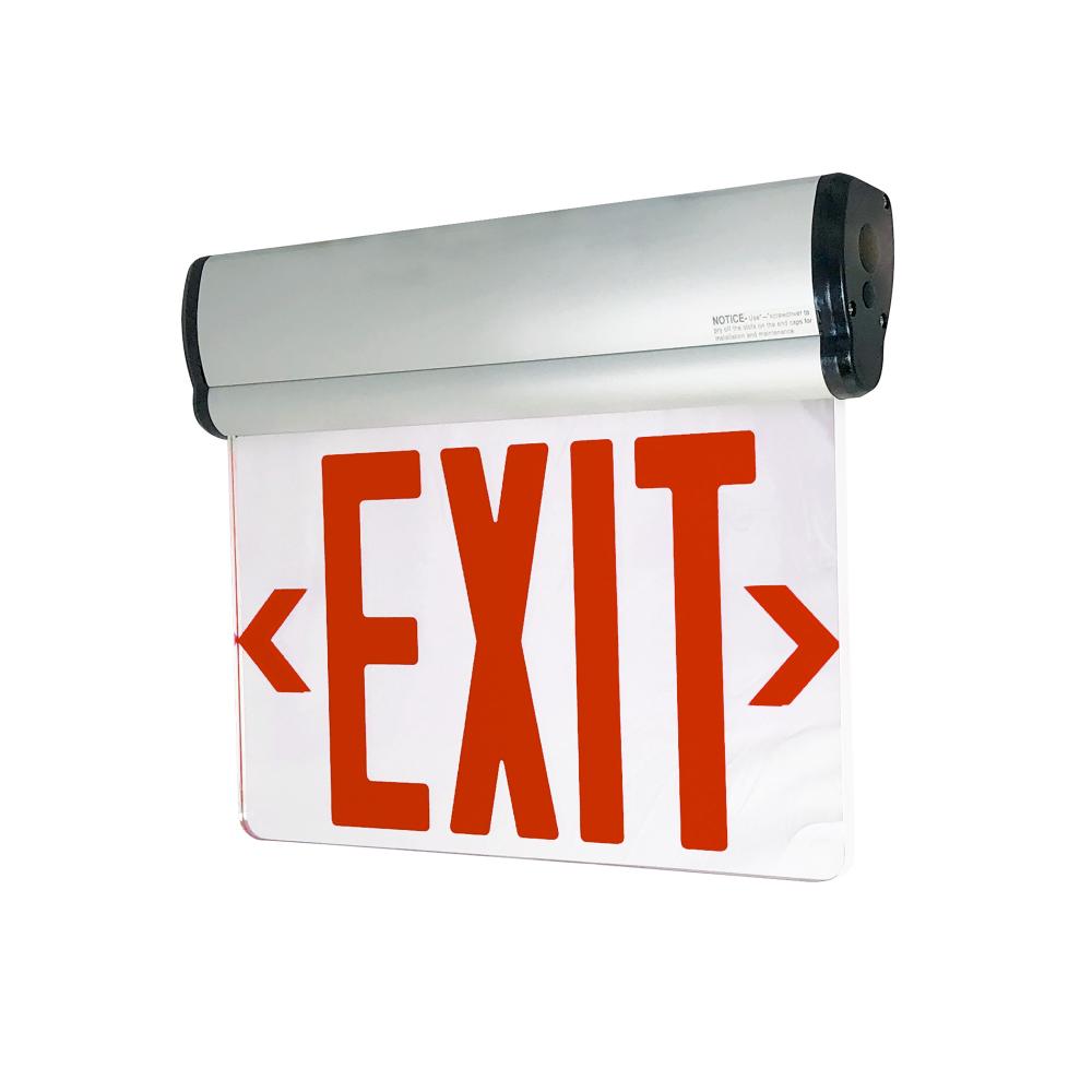 Surface Adjustable LED Edge-Lit Exit Sign, 2 Circuit, 6" Red Letters, Double Face / Mirrored