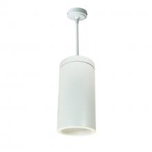 Nora NYLS3-6P1L135NC12WWW - 6" Sapphire III Pendant Mount White Cylinder, Matte Powder White Reflector/Matte Powder White