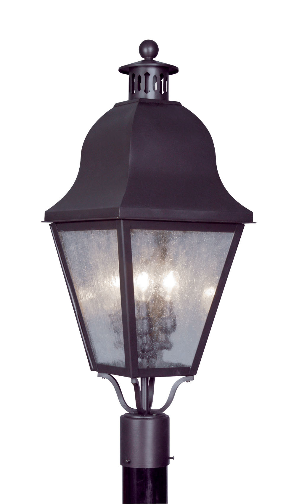 3 Light Bronze Outdoor Post Lantern