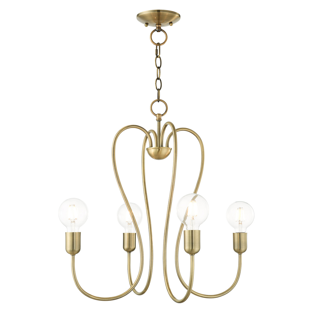 4 Lt Antique Brass Chandelier