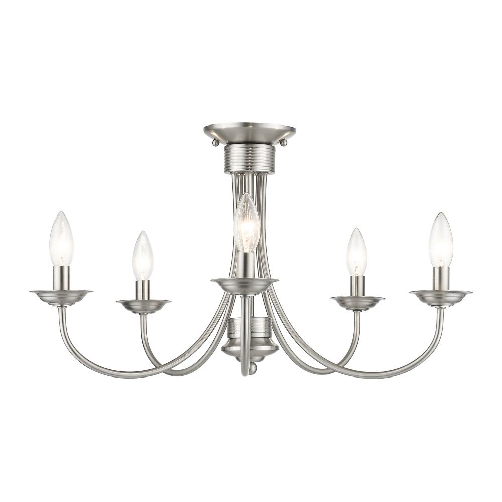 5 Light Brushed Nickel Large Semi-Flush