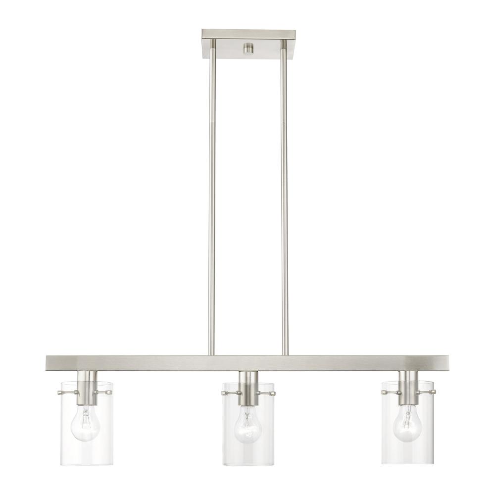 3 Light Brushed Nickel Linear Chandelier