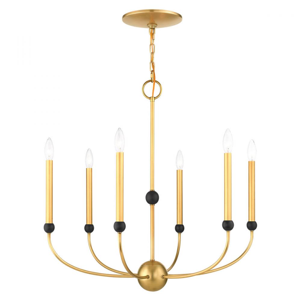 6 Lt Natural Brass Chandelier