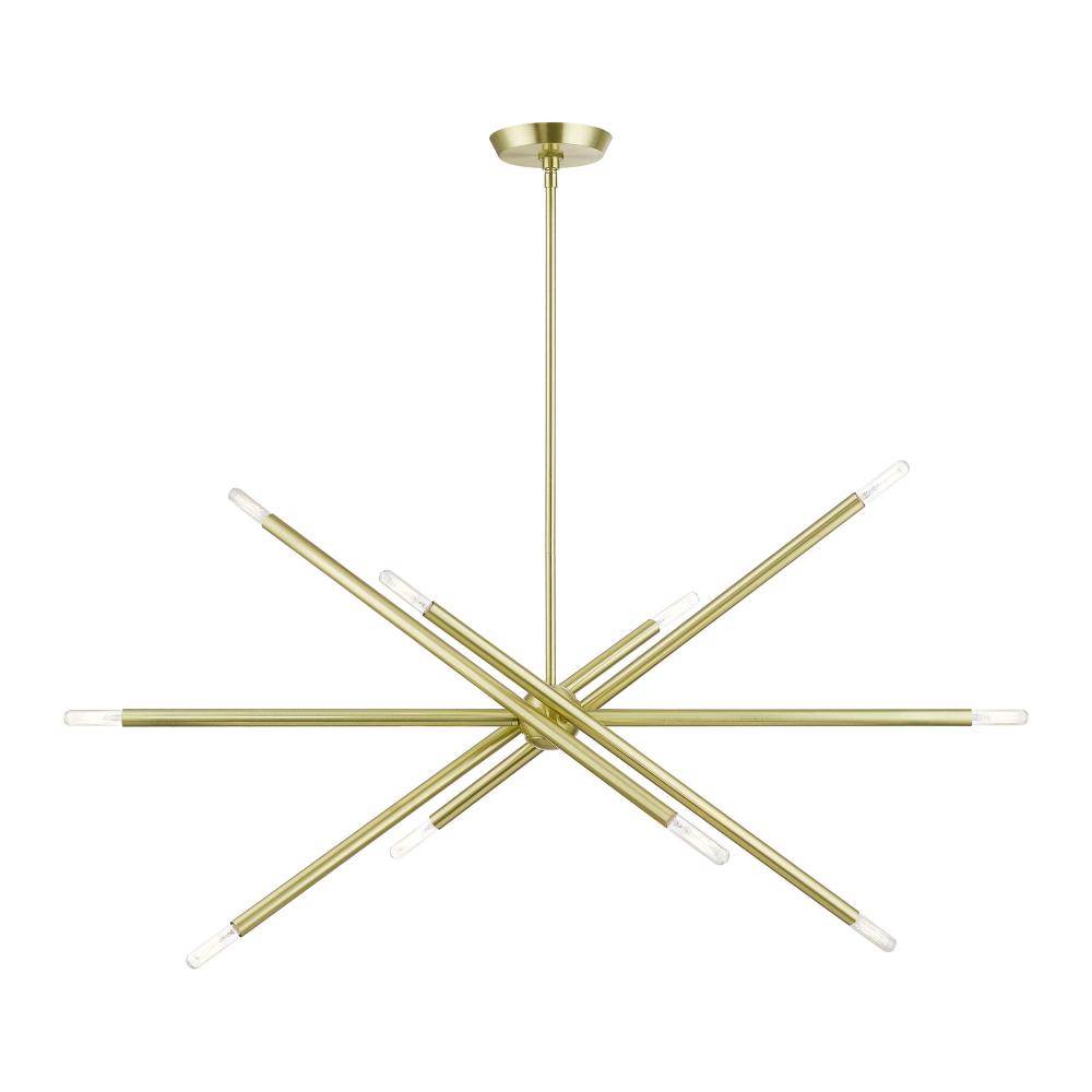 10 Light Satin Brass Linear Chandelier