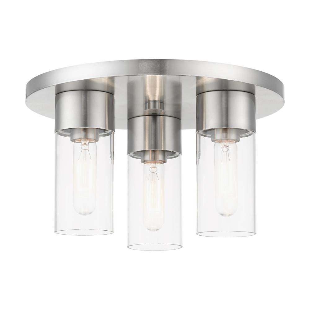 3 Light Brushed Nickel Flush Mount