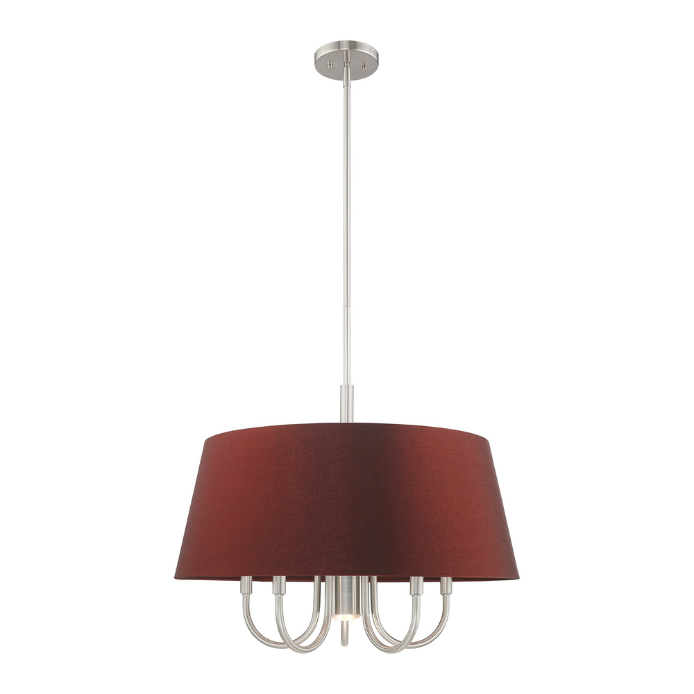 6 Lt Brushed Nickel Pendant Chandelier