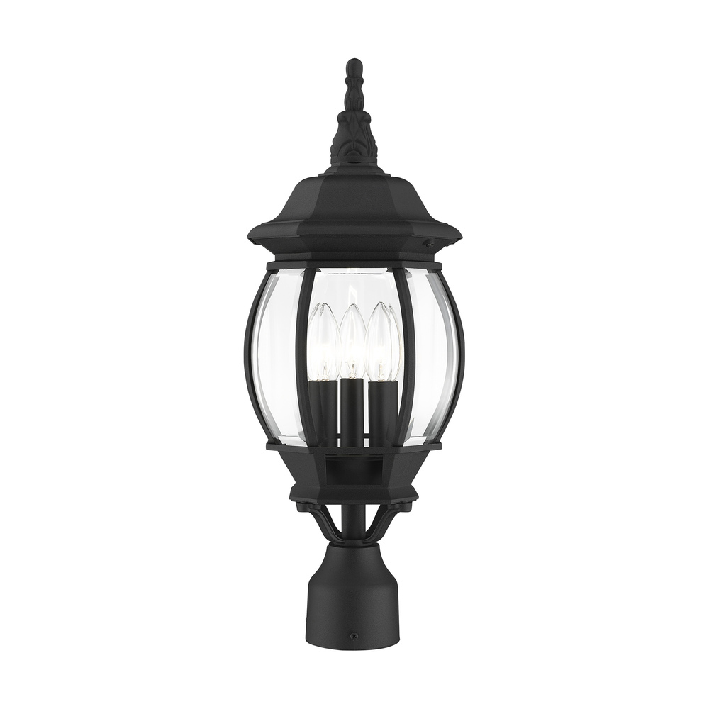 3 Lt Textured Black  Outdoor Post Top Lantern