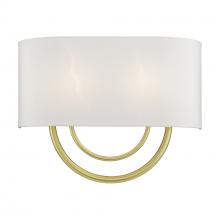 Livex Lighting 42893-33 - 2 Light Soft Gold Large ADA Sconce with Hand Crafted Off-White Fabric Shade