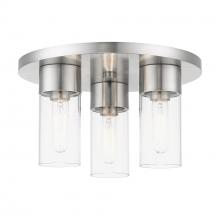 Livex Lighting 48762-91 - 3 Light Brushed Nickel Flush Mount