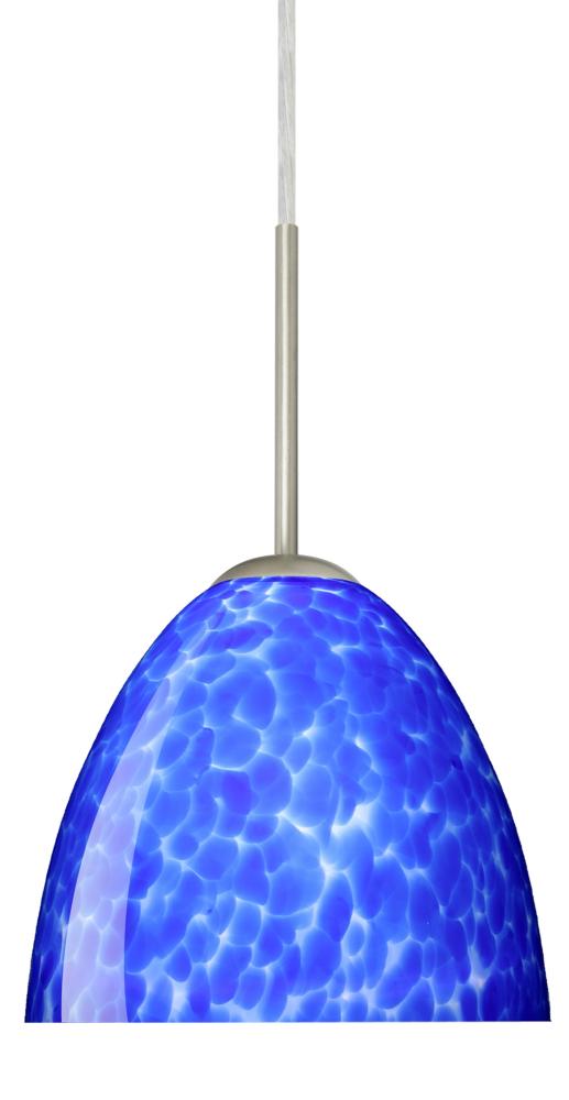 Besa Sasha LED Pendant 1Bt Blue Cloud Satin Nickel 1x9W LED