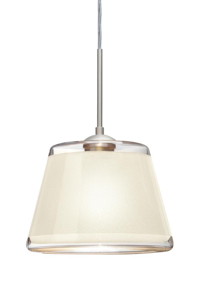 Besa Pendant Pica 9 Satin Nickel White Sand 1x75W Medium Base