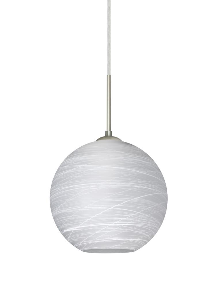 Besa Coco 8 Pendant, Cocoon, Satin Nickel Finish, 1x9W LED