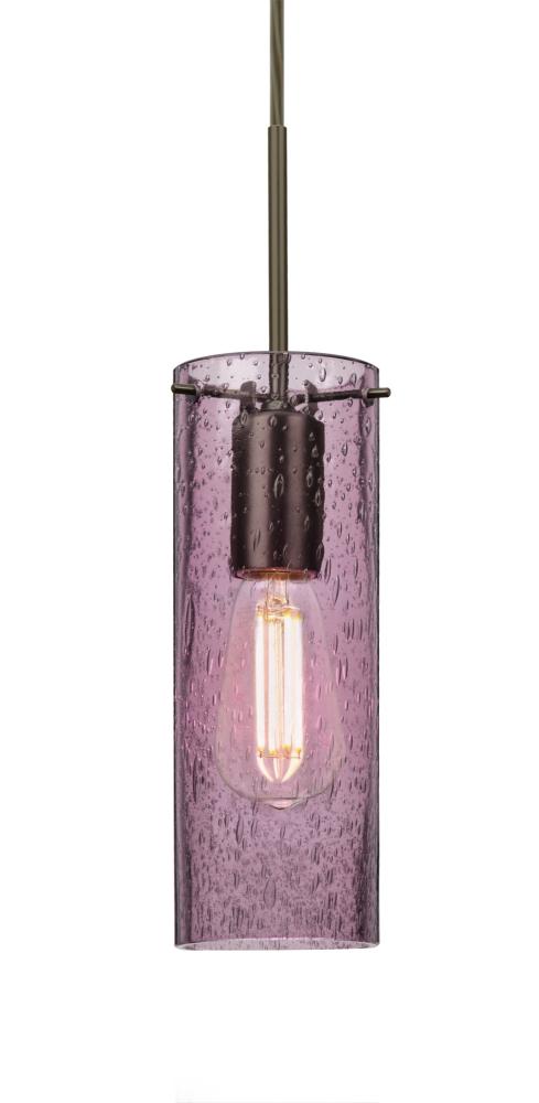 Besa, Juni 10 Cord Pendant, Plum Bubble, Bronze, 1x4W LED Filament