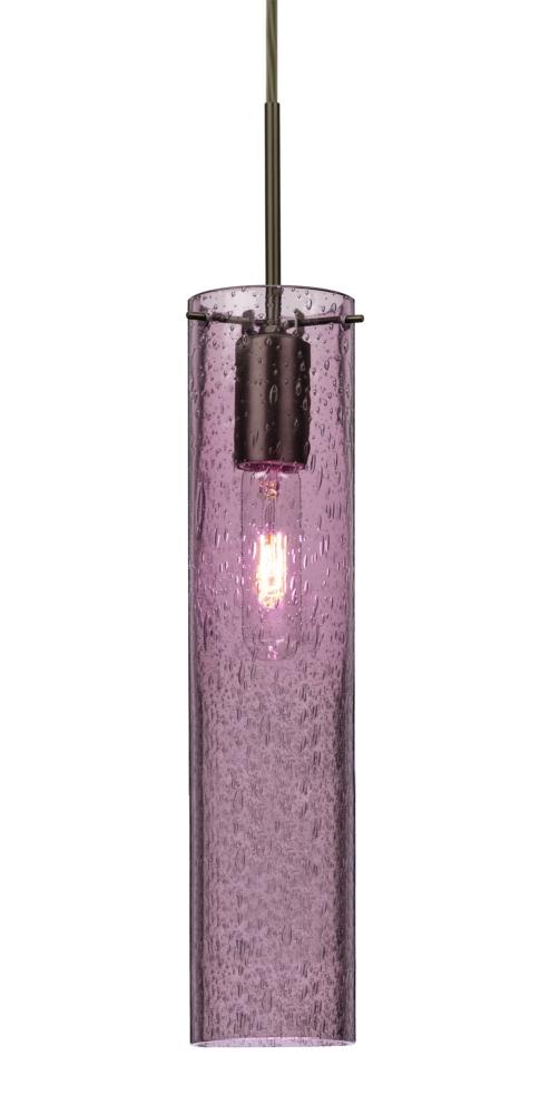 Besa, Juni 16 Cord Pendant, Plum Bubble, Bronze, 1x60W Medium Base