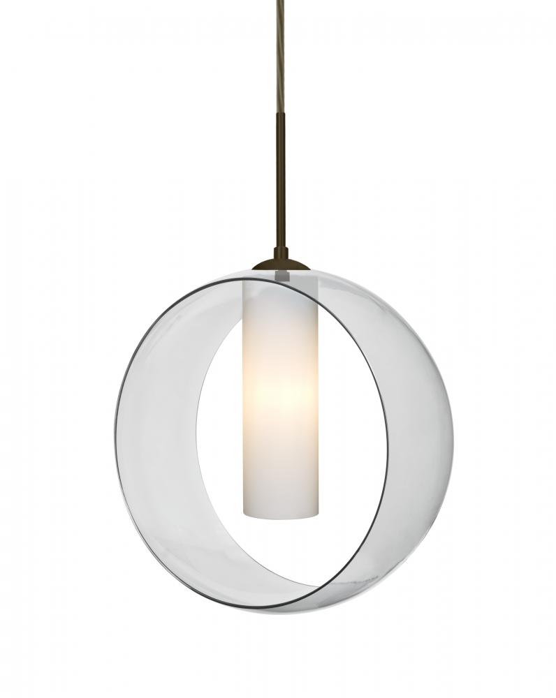 Besa, Plato Cord Pendant, Clear/Opal, Bronze Finish, 1x60W Medium Base