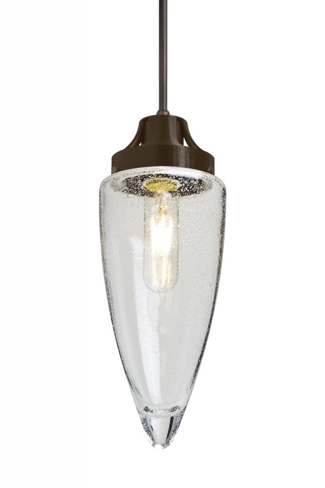 Besa, Sulu Cord Pendant, Clear Bubble, Bronze Finish, 1x4W LED Filament