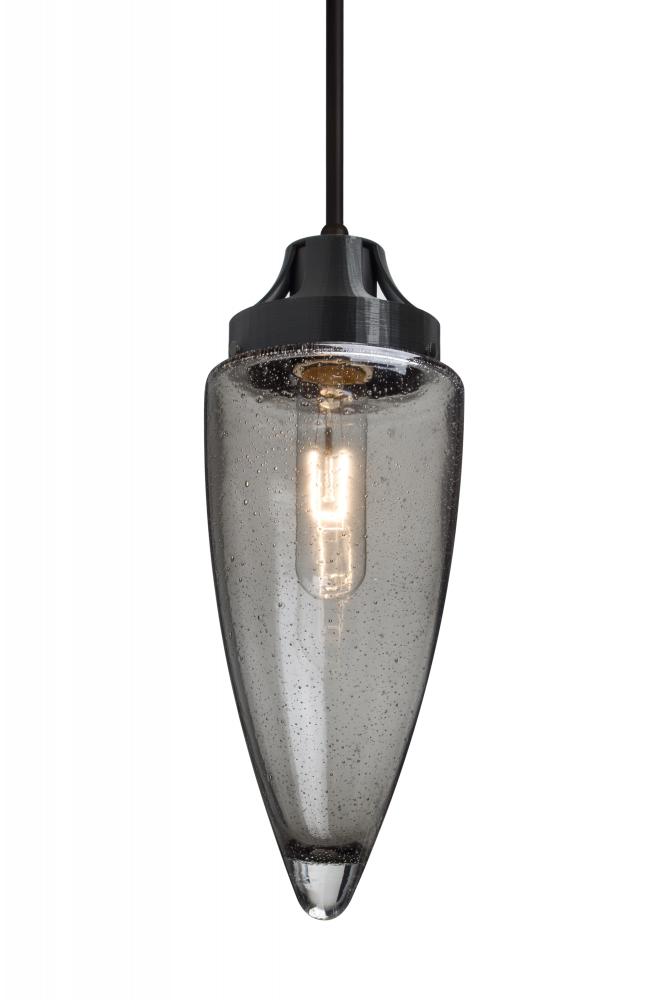 Besa, Sulu Cord Pendant, Smoke Bubble, Black Finish, 1x60W Medium Base