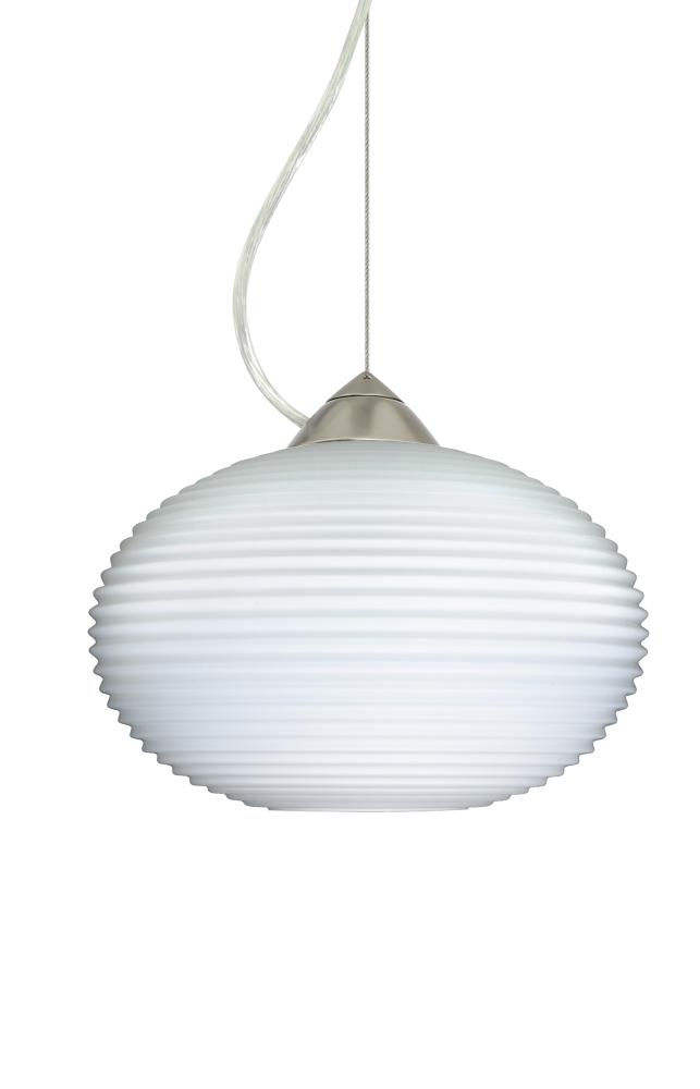 Besa Pape 10 Pendant 1Kx Opal Ribbed Satin Nickel 1x9W LED