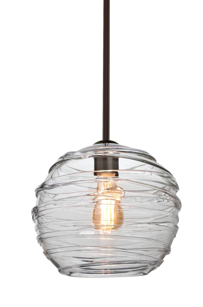 Besa Wave 10 Stem Pendant Bronze Clear 1x8W LED Filament