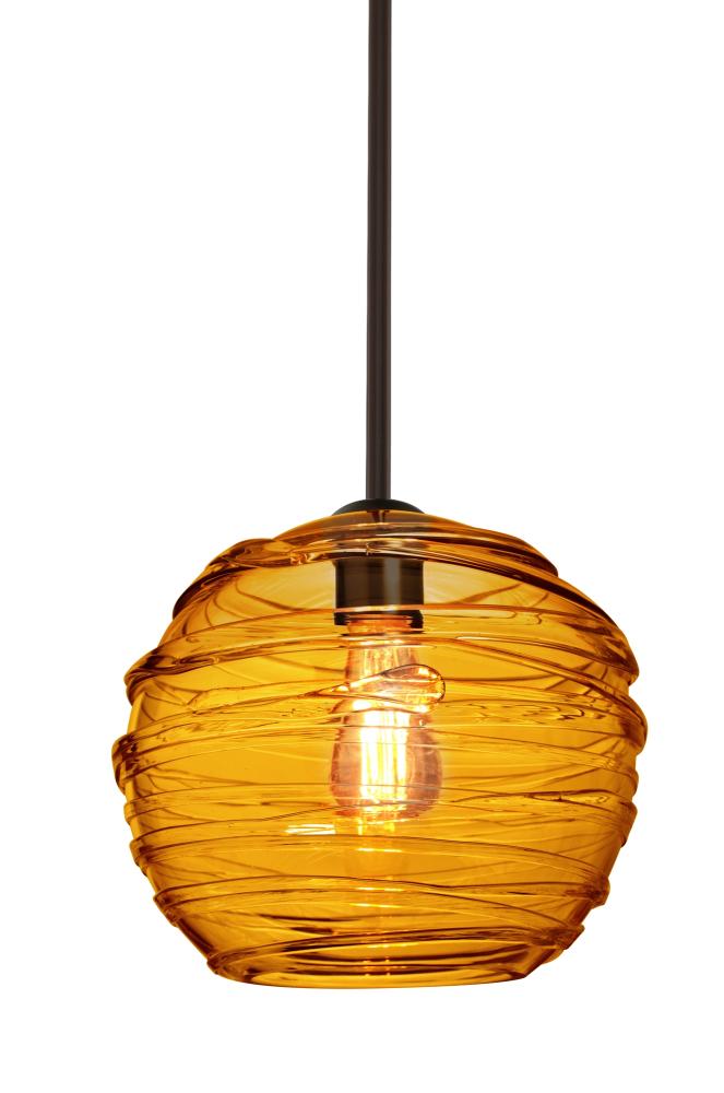 Besa Wave 10 Stem Pendant Bronze Amber 1x8W LED Filament