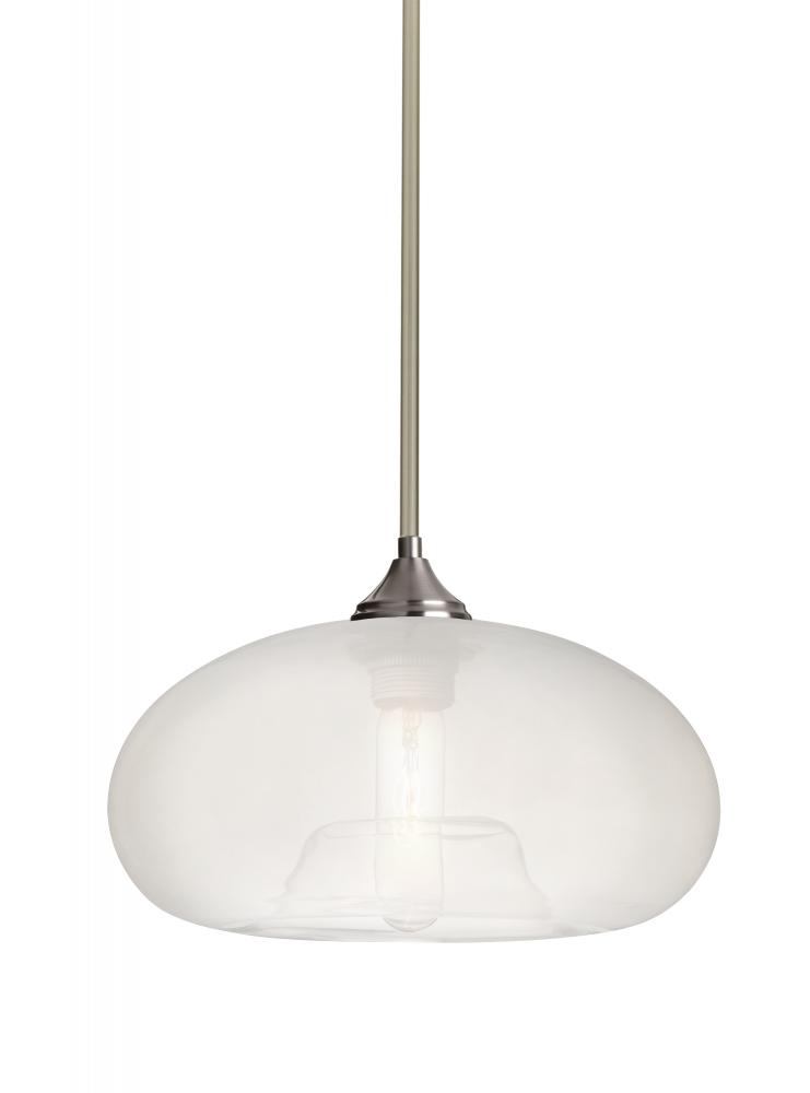 Besa Stem Pendant Bana Satin Nickel Frost 1x60W Medium Base