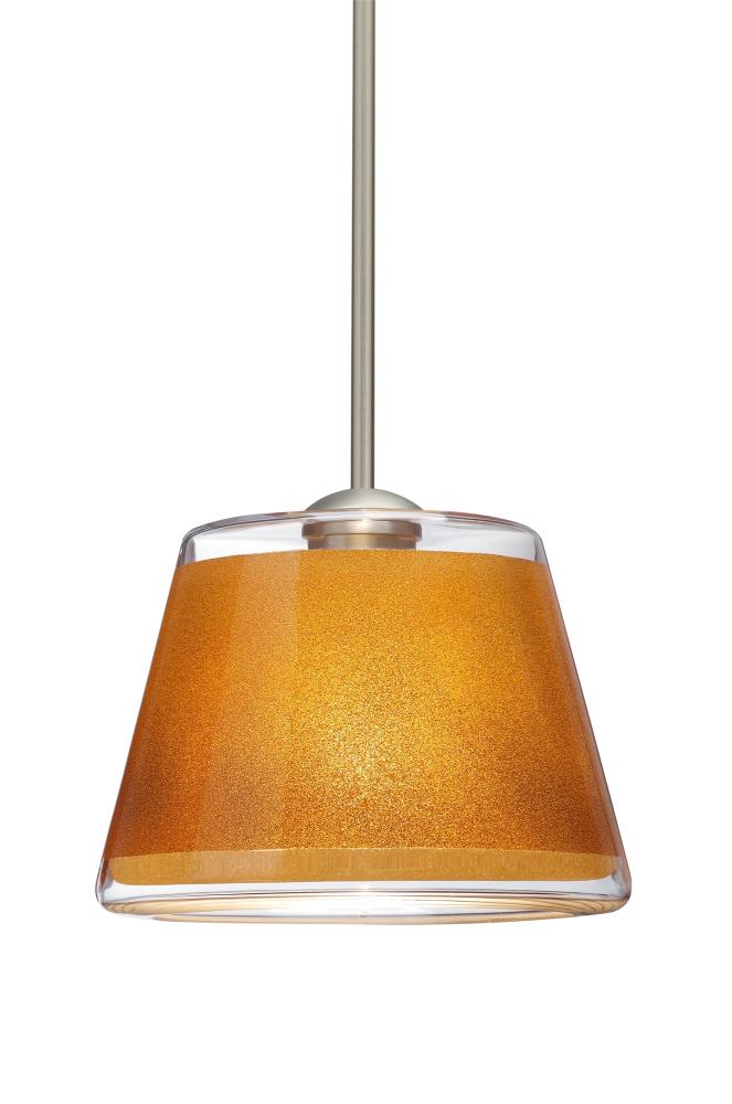 Besa Stem Pendant Pica 9 Satin Nickel Gold Sand 1x75W Medium Base