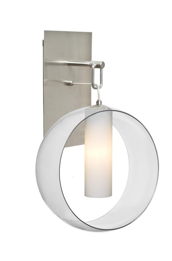 Besa, Plato Wall Pendant, Clear/Opal, Satin Nickel Finish, 1x60W Medium Base