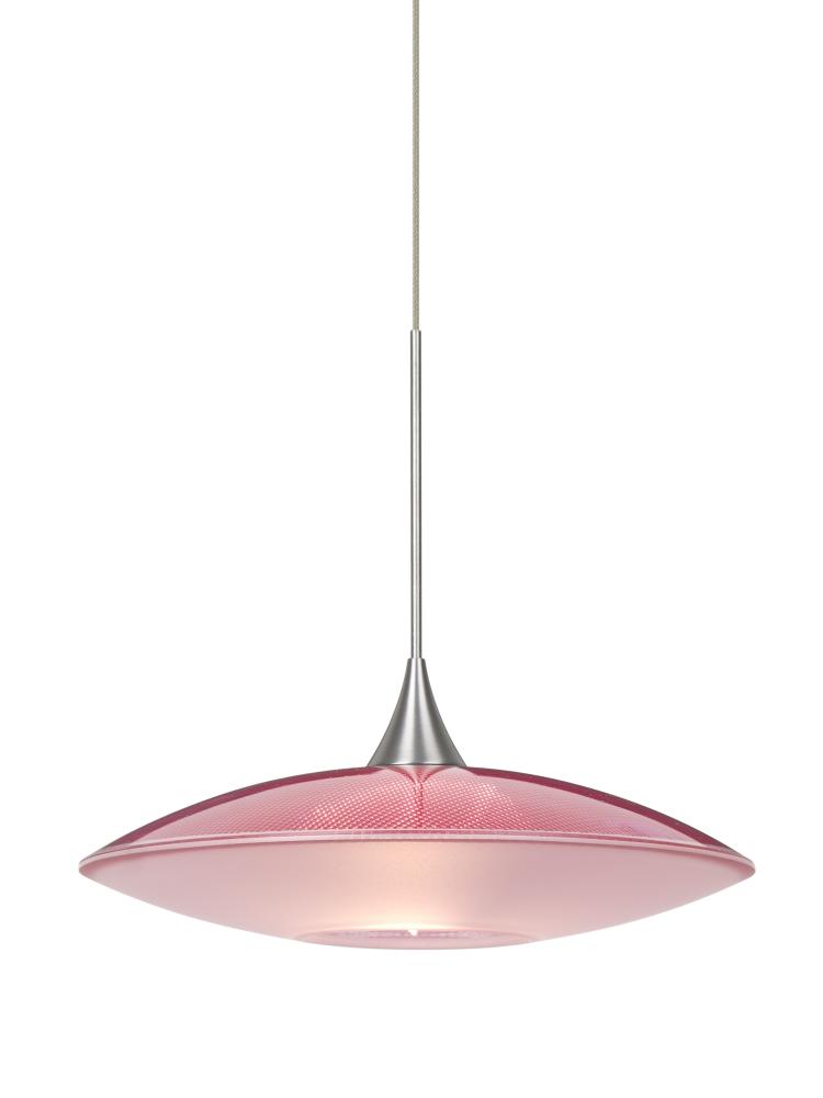 Besa Pendant Spazio Satin Nickel Red/Frost 1x5W LED