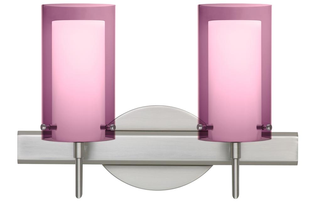 Besa Pahu 4 Wall 2SW Transparent Amethyst/Opal Satin Nickel 2x40W G9