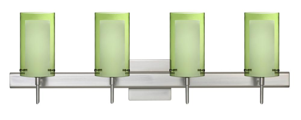 Besa Pahu 4 Wall With SQ Canopy 4SW Transparent Olive/Opal Satin Nickel 4x40W G9