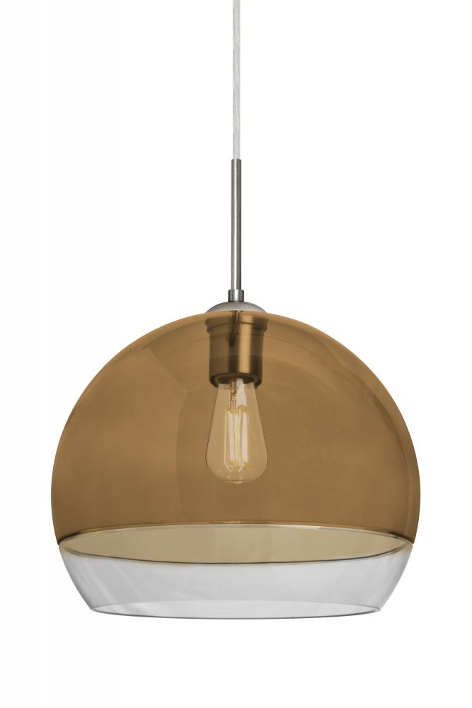 Besa, Ally 12 Cord Pendant For Multiport Canopy, Amber/Clear, Satin Nickel Finish, 1x