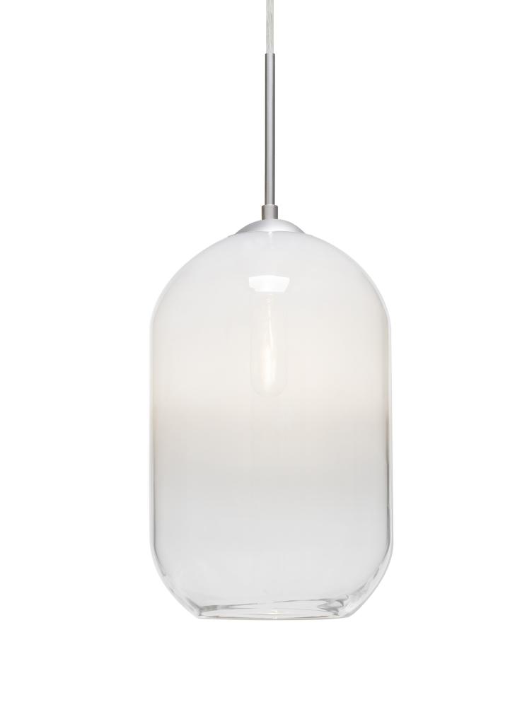 Besa, Omega 12 Cord Pendant For Multiport Canopies,White/Clear, Satin Nickel Finish,