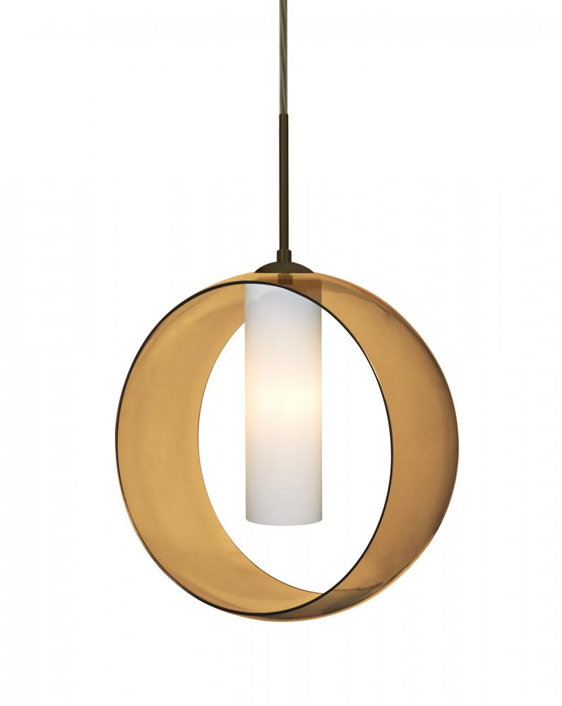 Besa, Plato Cord Pendant For Multiport Canopies, Amber/Opal, Bronze Finish, 1x60W Med