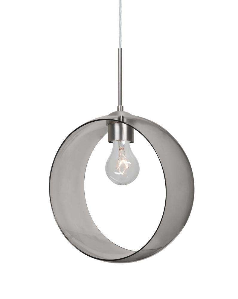 Besa, Plato Cord Pendant For Multiport Canopies, Smoke, Satin Nickel Finish, 1x60W Me