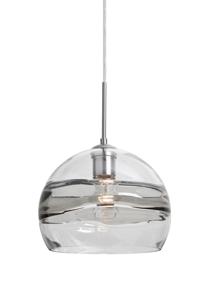 Besa Spirit 10 Pendant For Multiport Canopy, Smoke/Clear, Satin Nickel Finish, 1x60W