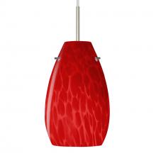 Besa Lighting 1JC-4126RC-LED-SN - Besa, Pera 9 Cord Pendant, Red Cloud, Satin Nickel Finish, 1x9W LED