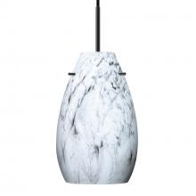 Besa Lighting 1JT-4126MG-LED-BK - Besa Pera 9 LED Pendant Marble Grigio Black 1x9W LED