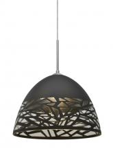 Besa Lighting 1JT-KIEVBK-LED-SN - Besa Kiev Pendant, Black, Satin Nickel Finish, 1x9W LED