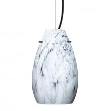 Besa Lighting 1KX-4126MG-LED-BK - Besa Pera 9 LED Pendant Marble Grigio Black 1x9W LED