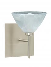 Besa Lighting 1SW-174352-SN-SQ - Besa Wall With SQ Canopy Domi Satin Nickel Marble 1x40W G9