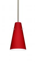 Besa Lighting 1TT-4124RM-SN - Besa Cierro Stem Pendant Satin Nickel Ruby Matte 1x100W Medium Base