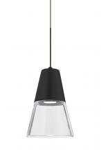 Besa Lighting 1XC-TIMO6BC-LED-BR - Besa, Timo 6 Cord Pendant,Clear/Black, Bronze Finish, 1x9W LED