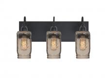 Besa Lighting 3WG-MILO4SM-EDIL-BK - Besa Milo 4 Vanity, Smoke, Black Finish, 3x7W LED Filament