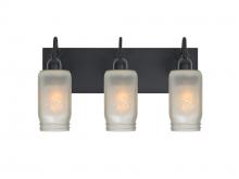 Besa Lighting 3WG-MILO4WF-EDIL-BK - Besa Milo 4 Vanity, White Frost, Black Finish, 3x7W LED Filament