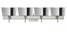 Besa Lighting 4SW-6773MR-SN-SQ - Besa Groove Wall With SQ Canopy 4SW Mirror-Frost Satin Nickel 4x40W G9