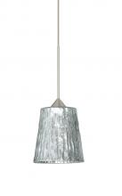 Besa Lighting XP-5125SF-SN - Besa Pendant Nico 4 Satin Nickel Stone Silver Foil 1x35W Halogen