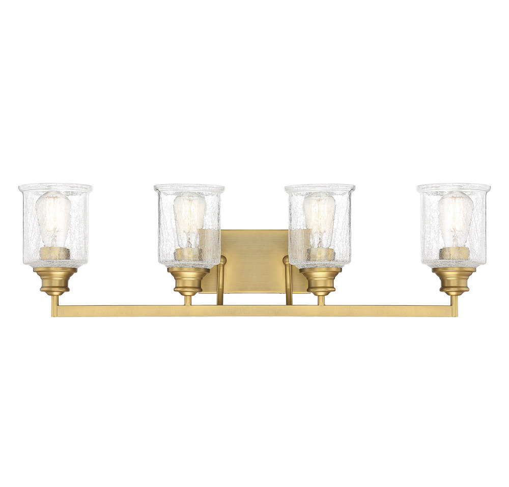 Hampton 4-Light Bathroom Vanity Light in Warm Brass